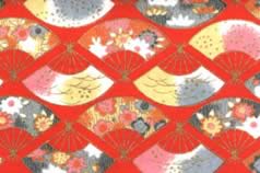 Washi Print Paper Red w Fans & Gold