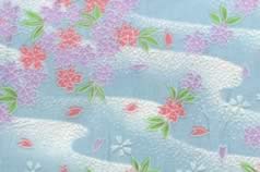 Washi Print Paper Blue w Textured Waves & Flowers