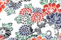 Washi Print Paper White w Flowers & Wheel